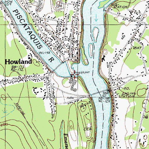 Topographic Map of Howland Dam, ME