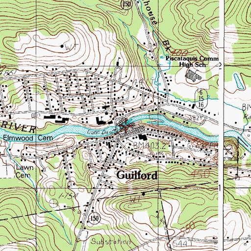 Topographic Map of Piscataquis River Reservoir, ME