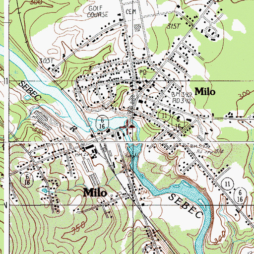Topographic Map of Sebec River Reservoir, ME
