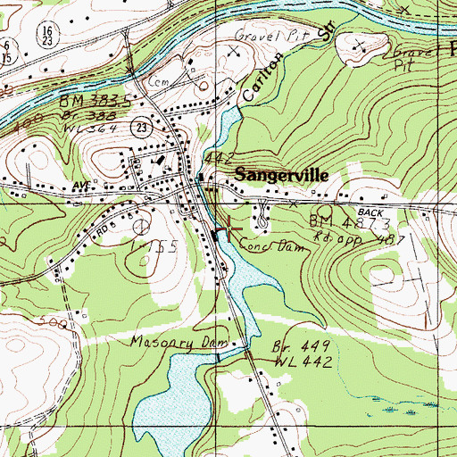 Topographic Map of Manhanock Pond Dam, ME