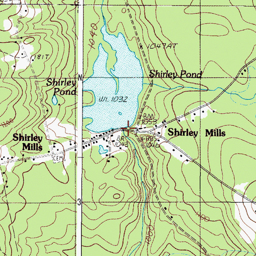 Topographic Map of Shirley Pond Dam, ME