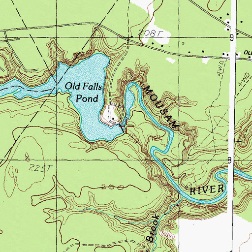 Topographic Map of Old Falls Dam, ME