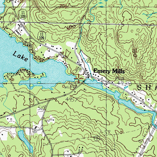 Topographic Map of Emery Mills Dam, ME