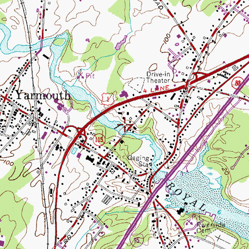 Topographic Map of Royal River Reservoir, ME