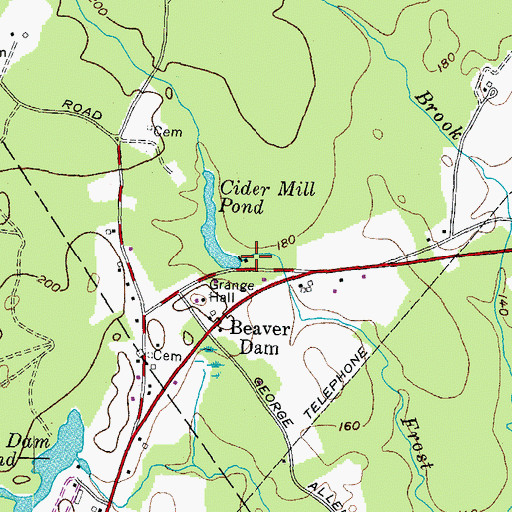 Topographic Map of Cider Mill Dam, ME
