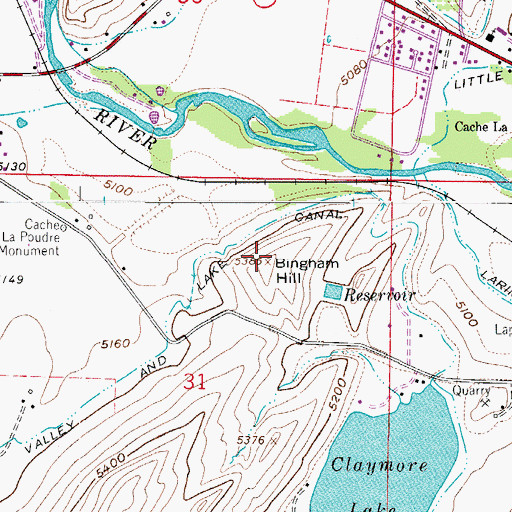 Topographic Map of Bingham Hill, CO