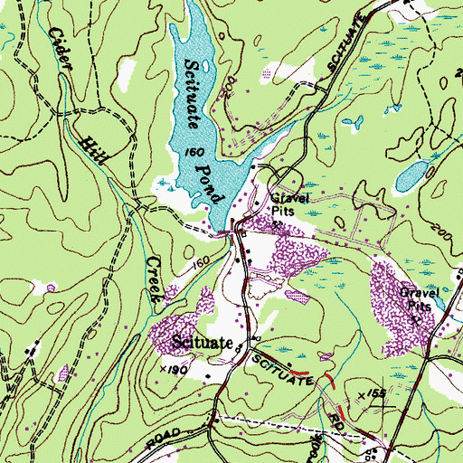Topographic Map of Scituate Pond Dam, ME