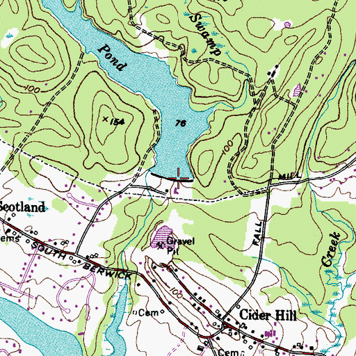 Topographic Map of Boulter Dam, ME