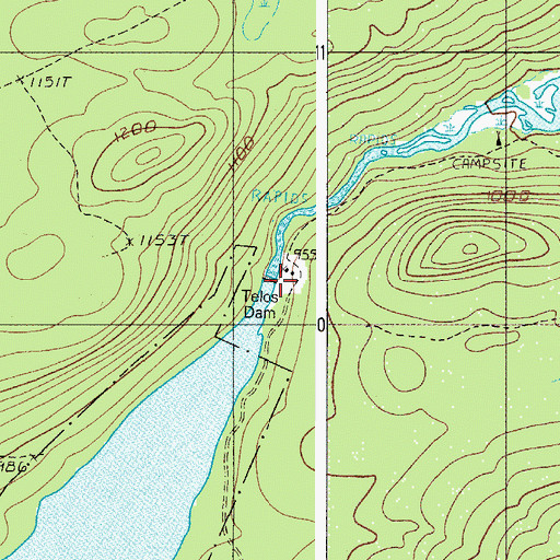 Topographic Map of Chamberlain-Telos Lake, ME