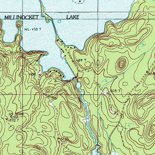 Topographic Map of Millinocket Lake Dam, ME