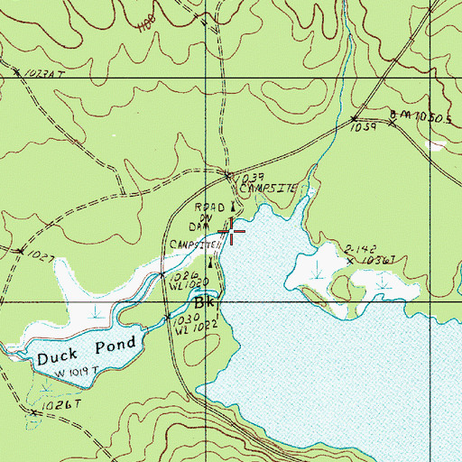 Topographic Map of Harrington Lake Dam, ME