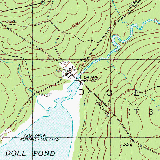 Topographic Map of Dole Pond Dam, ME