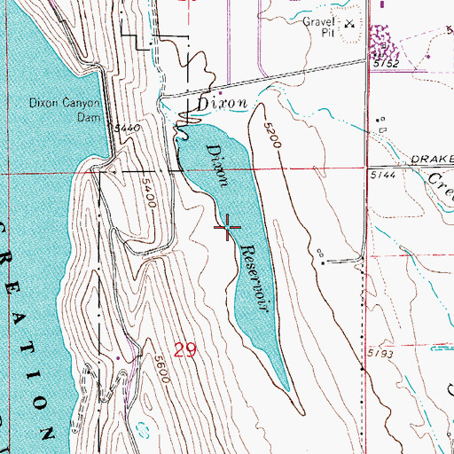 Topographic Map of Dixon Reservoir, CO