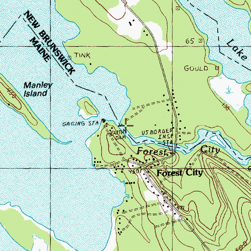 Topographic Map of Forest City International Dam, ME