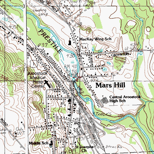 Topographic Map of Mars Hill Dam, ME