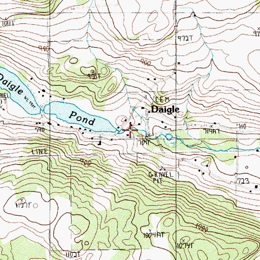 Topographic Map of Daigle Pond Dam, ME