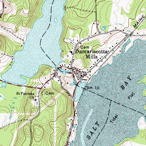 Topographic Map of Damariscotta Lake Dam, ME