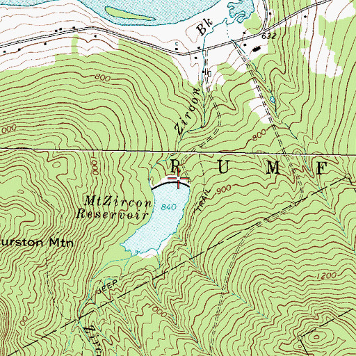 Topographic Map of Mount Zircon Reservoir Dam, ME