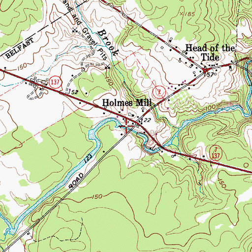 Topographic Map of Passagassawakeag River Reservoir, ME