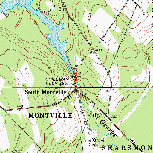 Topographic Map of Trues Pond Dam, ME