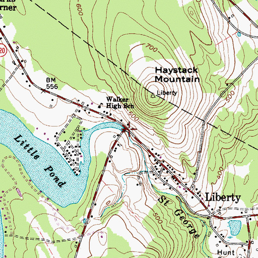 Topographic Map of Saint George Lake Dam, ME