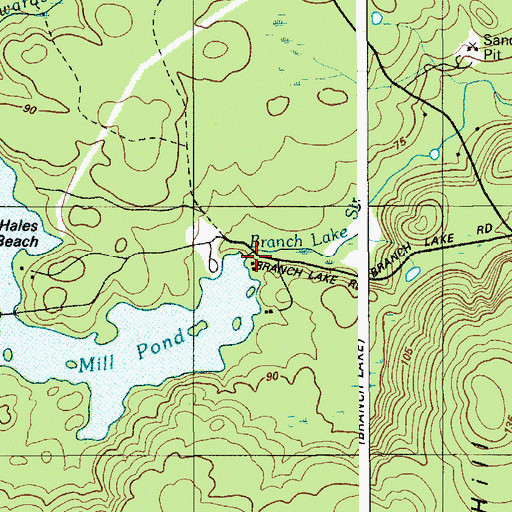 Topographic Map of Branch Lake Dam, ME