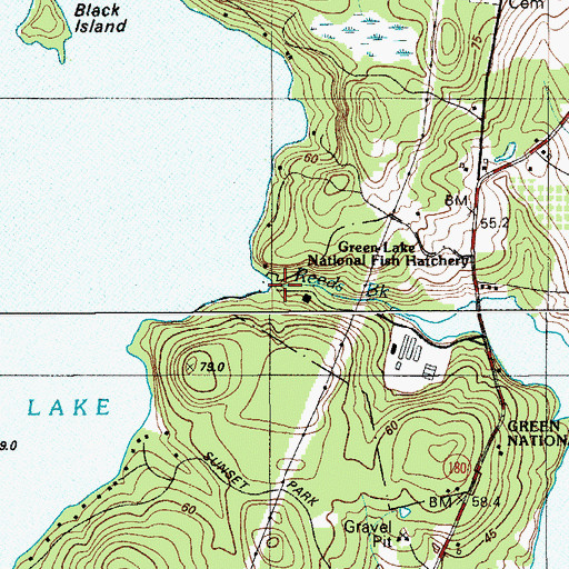 Topographic Map of Green Lake Dam, ME