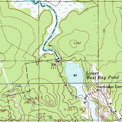 Topographic Map of West Bay Pond Dam, ME