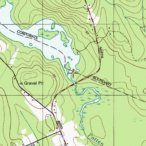 Topographic Map of Lower Patten Pond Dam, ME