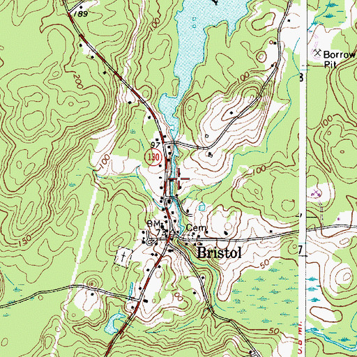Topographic Map of Bristol Mills Dam, ME