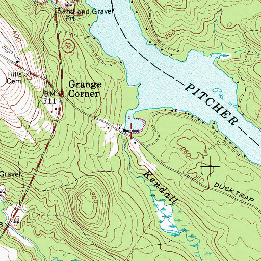 Topographic Map of Pitcher Pond Dam, ME