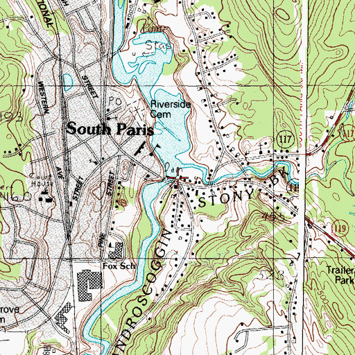 Topographic Map of South Paris Dam, ME