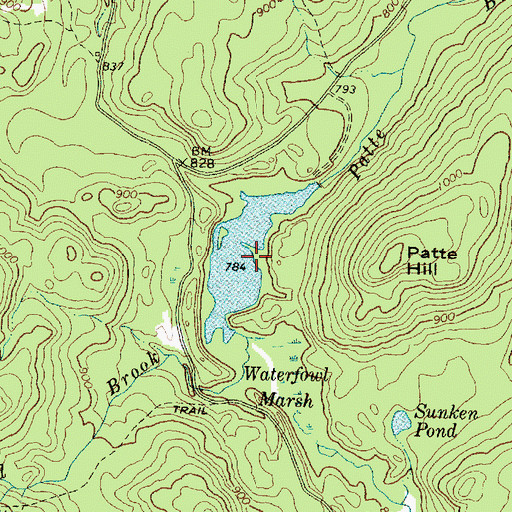 Topographic Map of Patte Brook Waterfowl Impoundment Reservoir, ME