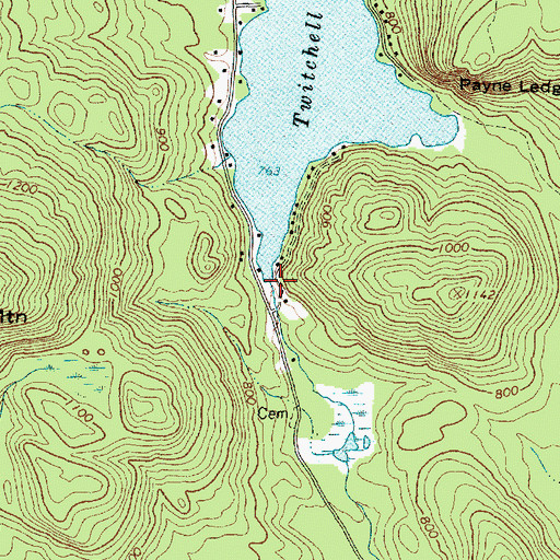 Topographic Map of Twitchell Pond Dam, ME