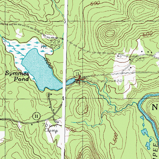 Topographic Map of Symmes Pond Dam, ME