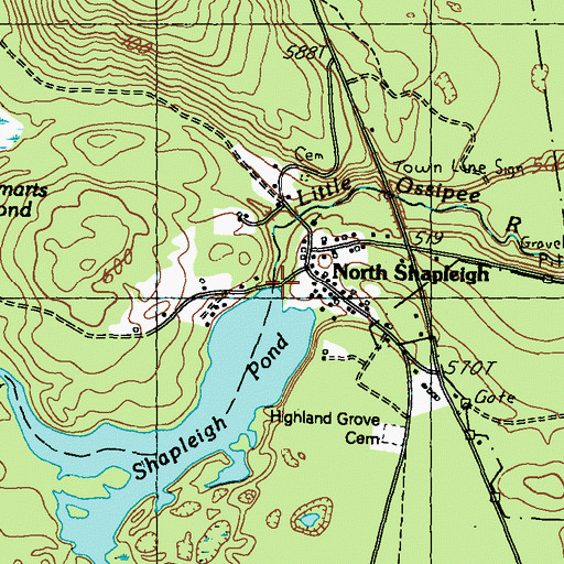 Topographic Map of Shapleigh Pond Dam, ME