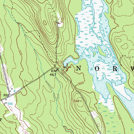 Topographic Map of North Pond Dam, ME