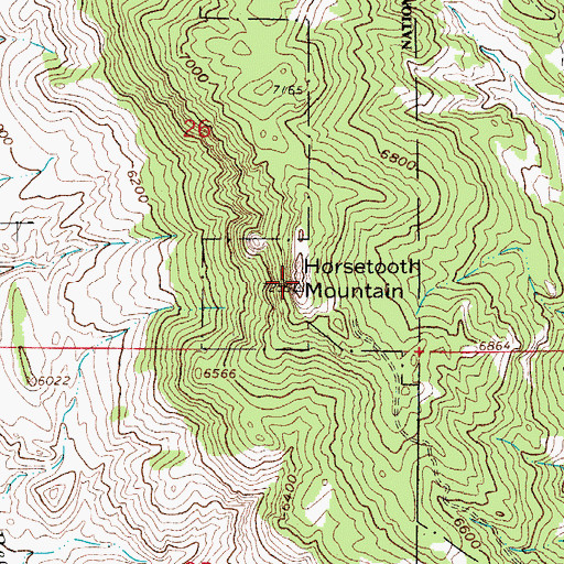 Topographic Map of Horsetooth Mountain, CO
