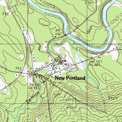 Topographic Map of Dirigo Dowel Dam, ME