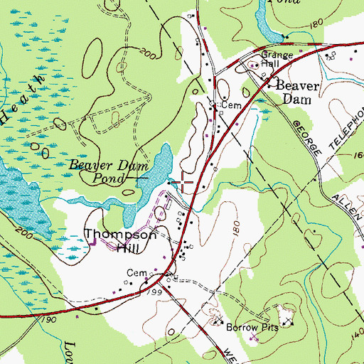 Topographic Map of Beaver Dam Pond Dam, ME