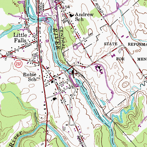 Topographic Map of Mallison Falls Dam, ME