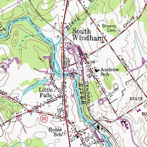 Topographic Map of Little Falls Dam, ME