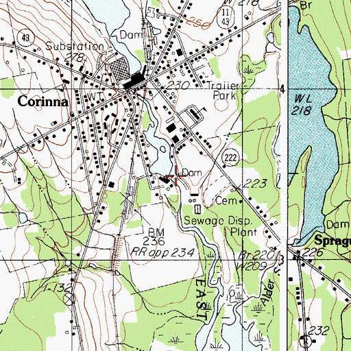 Topographic Map of Lower Dam, ME
