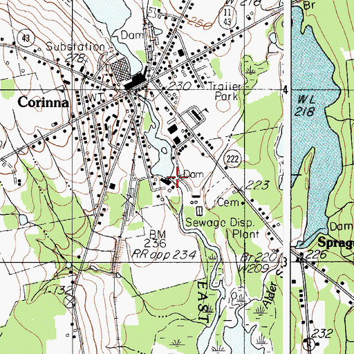 Topographic Map of East Branch Sebasticook River Reservoir, ME