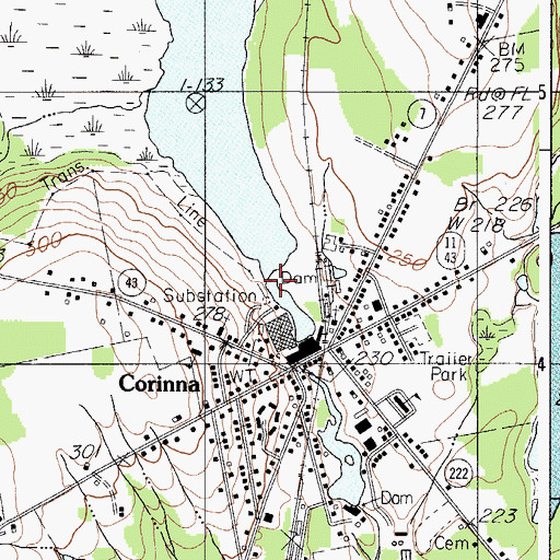 Topographic Map of Upper Dam, ME