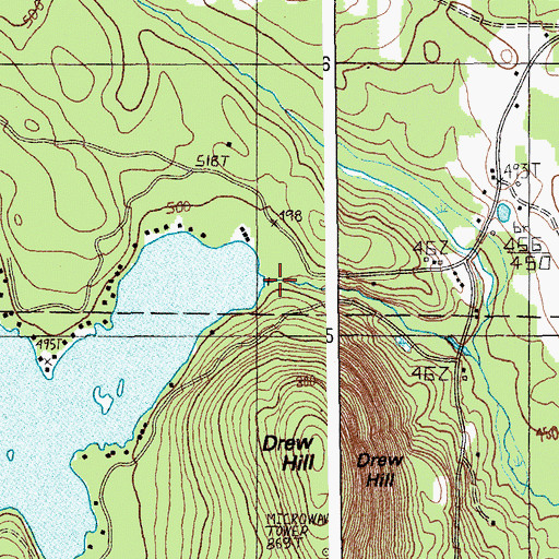 Topographic Map of Drews Lake Dam, ME