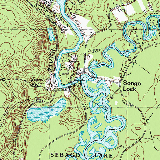 Topographic Map of Songo Lock Dam, ME