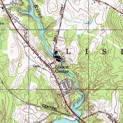 Topographic Map of Sabattus River Reservoir, ME