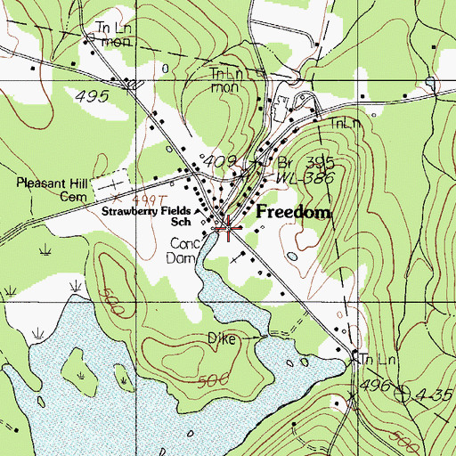 Topographic Map of Sandy Pond Dam, ME