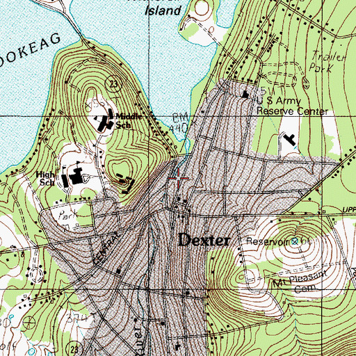 Topographic Map of Wassookeag Lake Dam, ME